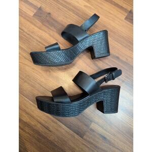 A New Day Black Platform Block Heel Sandals - Size 9.5